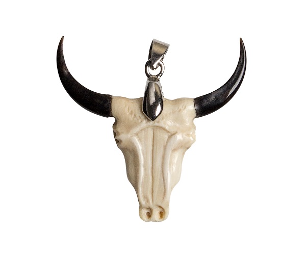 Mammoth Ivory pendant Buffalo skull