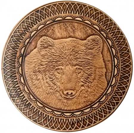 Round Decorative Trinket Birch Bark Wooden Box Animals Bear