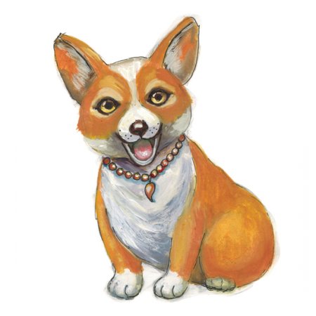 Fairytale character dog Corgi from the coloring book
